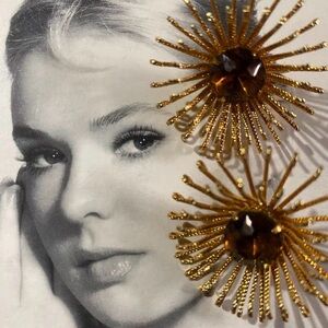 Sarah Coventry Gold and Brown Starburst Earrings